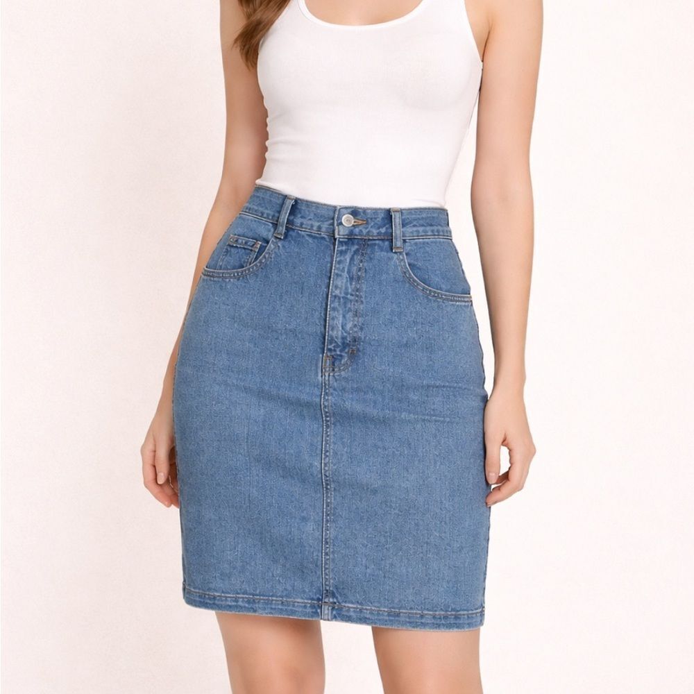 VINTAGE Y2K Gloria Vanderbilt Jean Mini Skirt Goth Biker Baddie Festival  Sz 6